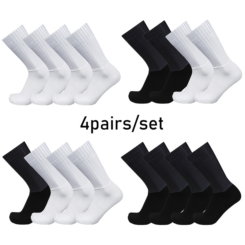 Sock Garter Men - 2026 シリコーンカラーサイクリング 4 ペア/セットスポーツソックスエアロピュアノンスリッププロレーシング自転車ソックス夏クール Calcetines Ciclismo