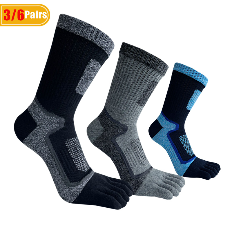 Sock Garter Men - 3/6 ペアマンスポーツつま先ショートソックス圧縮汗吸収フィットネスアウトドアバスケットボールバイクハイキング 5 本指ソックス学生
