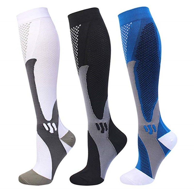 Sock Garter Men - ランニング男性女性圧縮靴下サッカー抗疲労鎮痛 20-30 Mmhg 黒圧縮靴下フィットスポーツ靴下