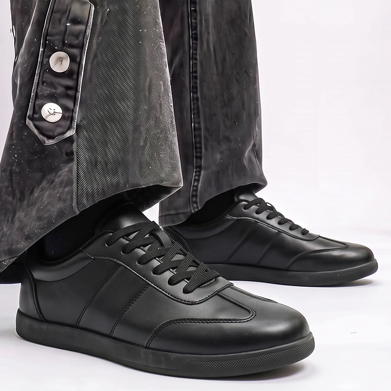 Men Formal Wear All Black - 多用途に使えるメンズ本革シューズ。ブラックのウォーキングシューズ、フォーマルなビジネスシューズ。一日中快適に履ける。メンズスニーカー。