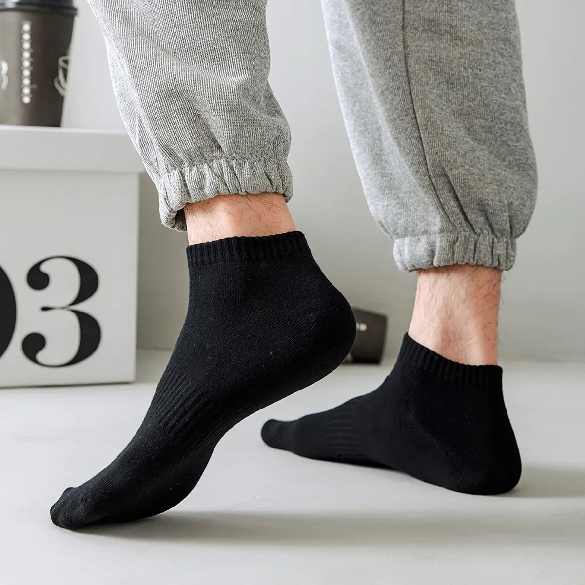 1/5 ペアユニセックスホワイト & ブラック薄型カジュアル - Sock Garter Men のレビューと価格