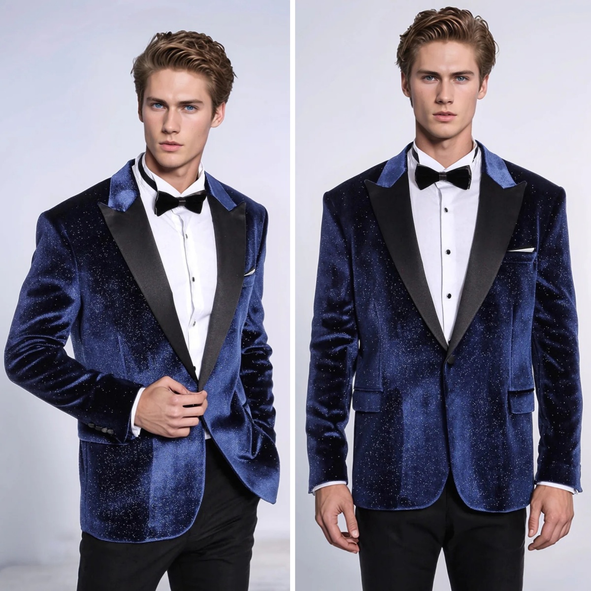 現代男性スーツフォーマルビジネス新郎ブルーベルベット花婿の付 - Men Formal Wear Modern のレビューと価格