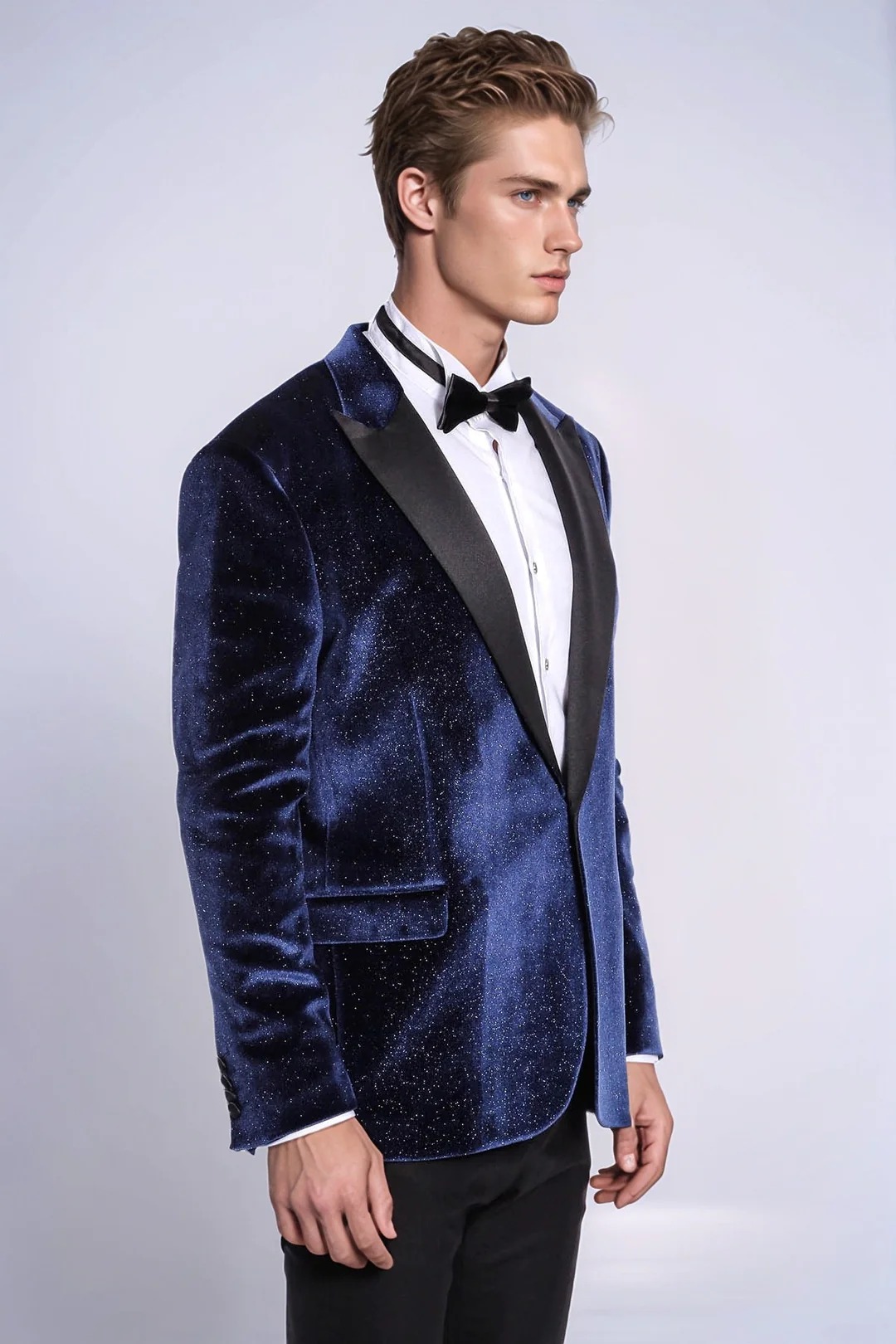 現代男性スーツフォーマルビジネス新郎ブルーベルベット花婿の付 - Men Formal Wear Modern のレビューと価格