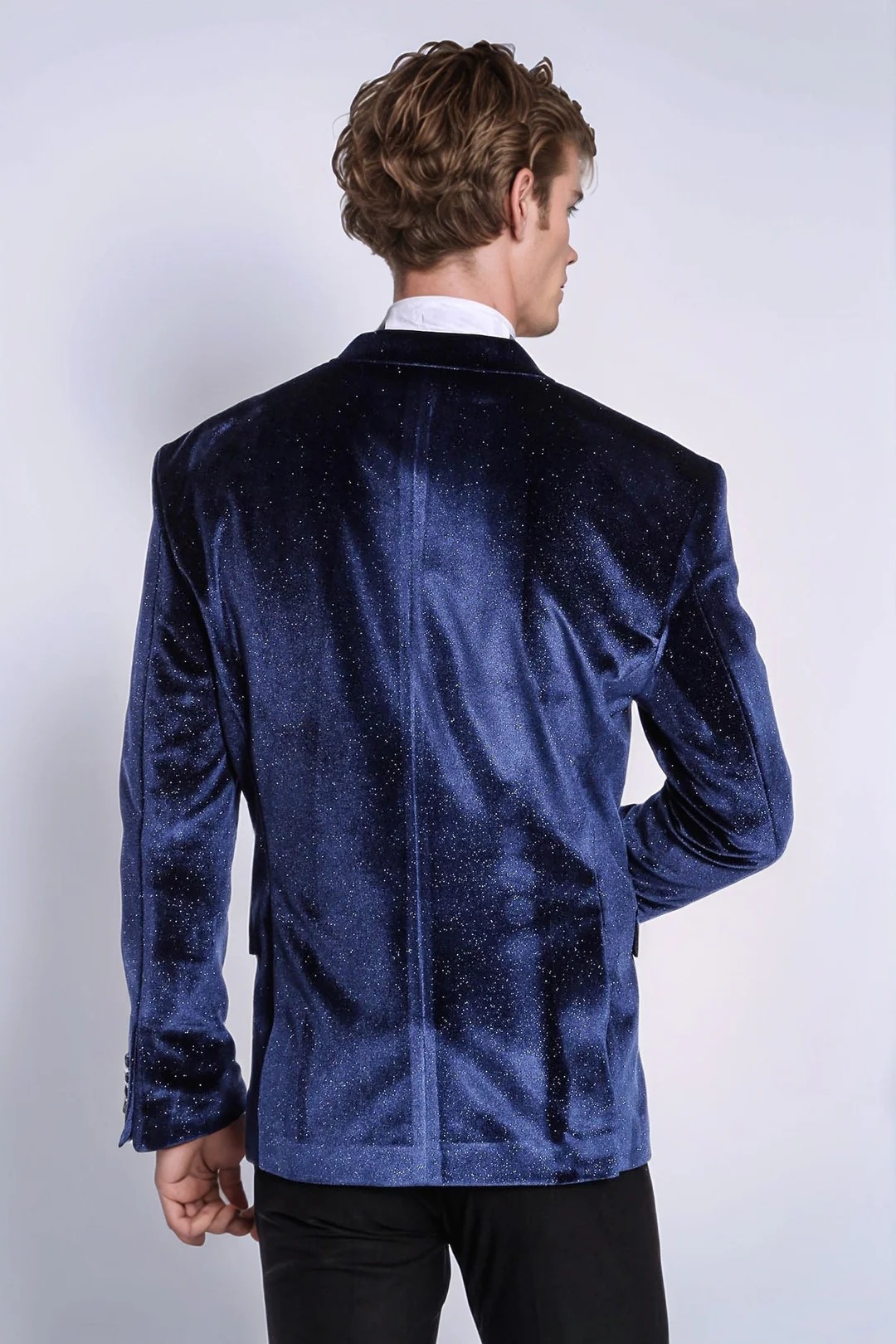 現代男性スーツフォーマルビジネス新郎ブルーベルベット花婿の付 - Men Formal Wear Modern のレビューと価格